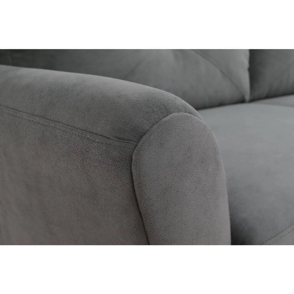 Harvard Dark Gray Microfiber 3-Seater L-Shaped Right-Facing Sectional Sofa with Rolled Arms by Lifestyle Solutions 8 Harvard Dark Gray Microfiber 3-Seater L-Shaped Right-Facing Sectional Sofa with Rolled Arms by Lifestyle Solutions - Image 8