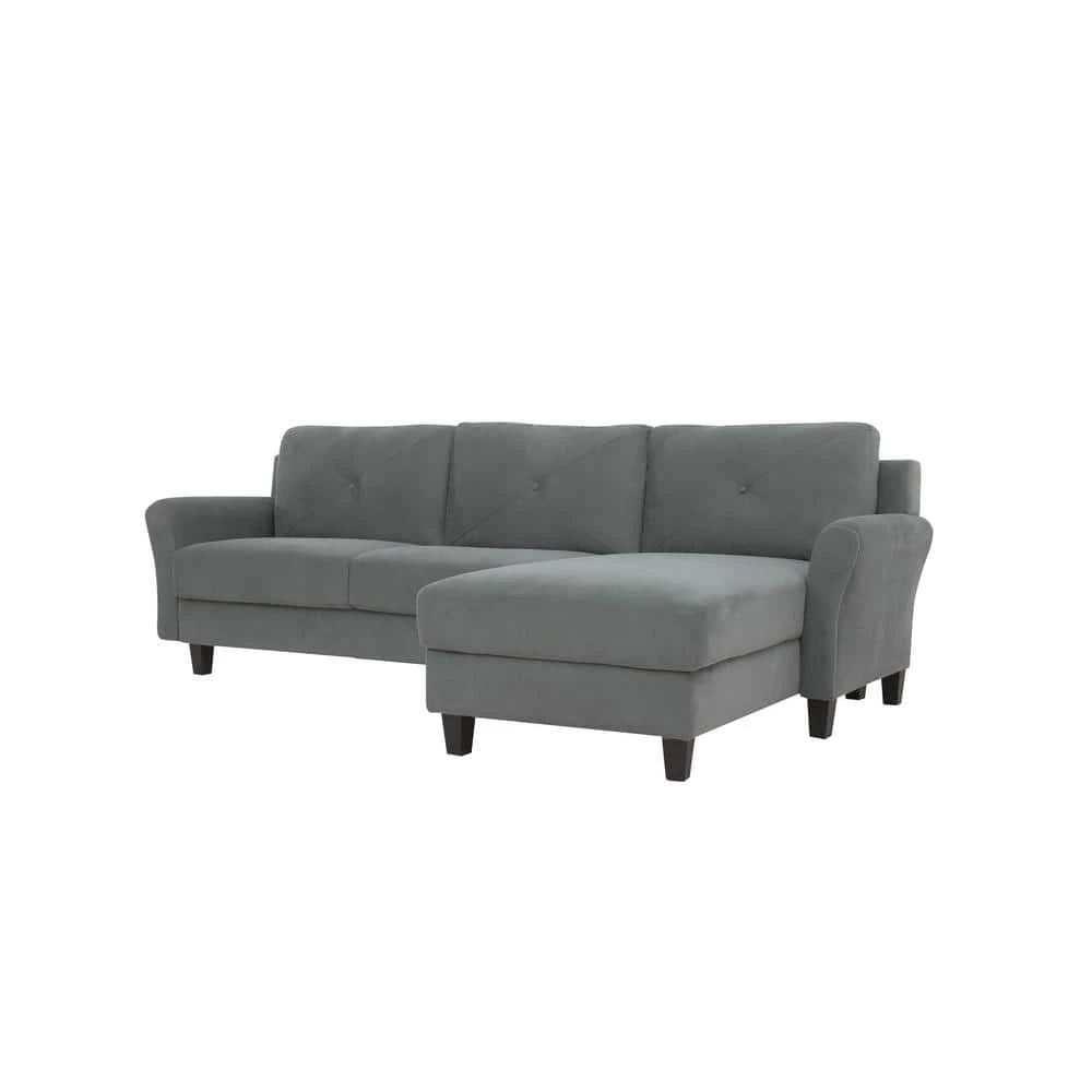 Harvard Dark Gray Microfiber 3-Seater L-Shaped Right-Facing Sectional Sofa with Rolled Arms by Lifestyle Solutions 4 Harvard Dark Gray Microfiber 3-Seater L-Shaped Right-Facing Sectional Sofa with Rolled Arms by Lifestyle Solutions - Image 4