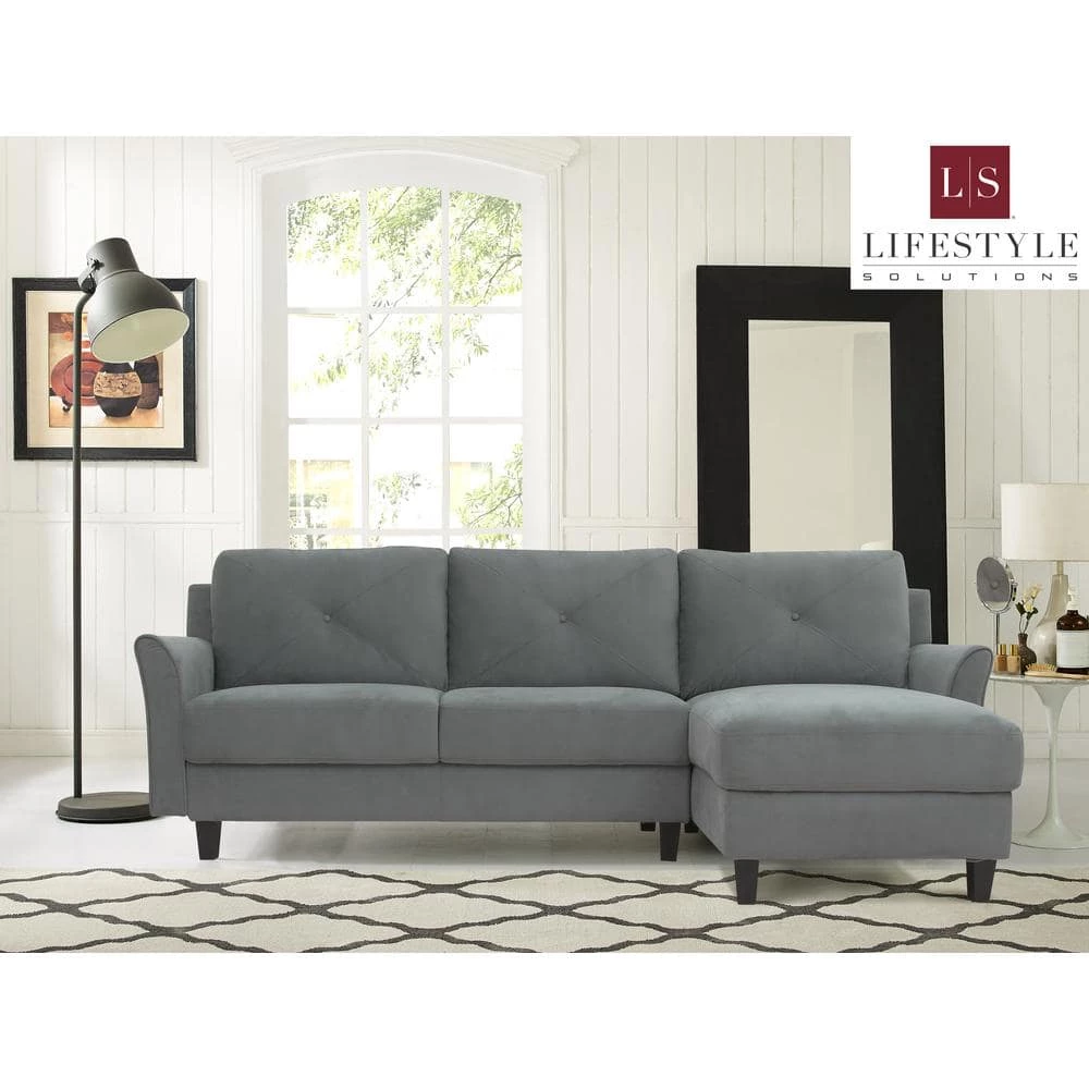 Harvard Dark Gray Microfiber 3-Seater L-Shaped Right-Facing Sectional Sofa with Curved Arms by Lifestyle Solutions 10 Harvard Dark Gray Microfiber 3-Seater L-Shaped Right-Facing Sectional Sofa with Curved Arms by Lifestyle Solutions - Image 10