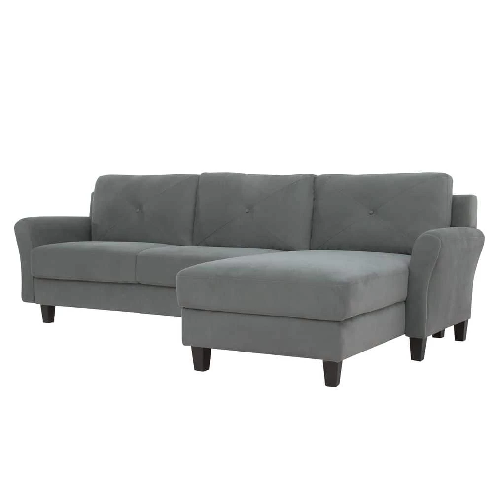Harvard Dark Gray Microfiber 3-Seater L-Shaped Right-Facing Sectional Sofa with Curved Arms by Lifestyle Solutions 2 Harvard Dark Gray Microfiber 3-Seater L-Shaped Right-Facing Sectional Sofa with Curved Arms by Lifestyle Solutions - Image 2