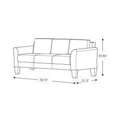 Wesley 31.5 in. Dark Grey Microfiber 4-Seater Tuxedo Sofa with Round Arms by Lifestyle Solutions -Basicwise Online Shop dark grey lifestyle solutions sofas couches ccwenks3m26dgra 40 1000