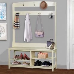 Hawksbury Espresso Hall Trees with Shoe Bench by SAINT BIRCH -Basicwise Online Shop espresso saint birch hall trees sbgm8218htaw 31 1000