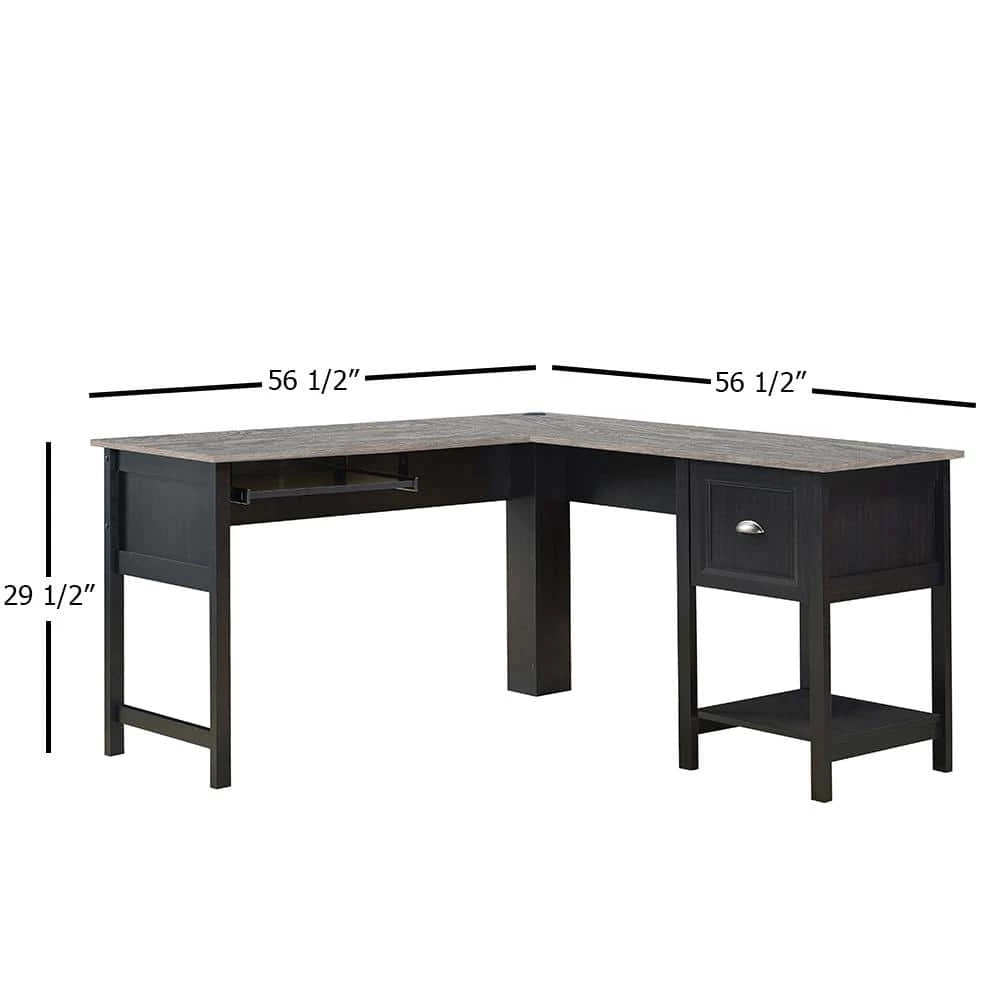 Ansel 56.5 in. Espresso Wood Writing Desks With Keyboard Pullout Tray by SAINT BIRCH 6 Ansel 56.5 in. Espresso Wood Writing Desks With Keyboard Pullout Tray by SAINT BIRCH - Image 6