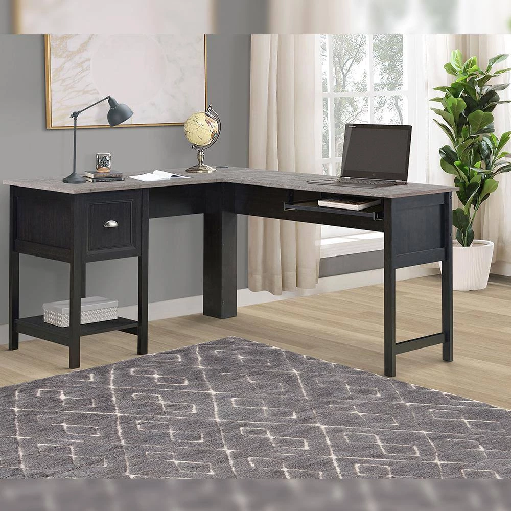 Ansel 56.5 in. Espresso Wood Writing Desks With Keyboard Pullout Tray by SAINT BIRCH 7 Ansel 56.5 in. Espresso Wood Writing Desks With Keyboard Pullout Tray by SAINT BIRCH - Image 7