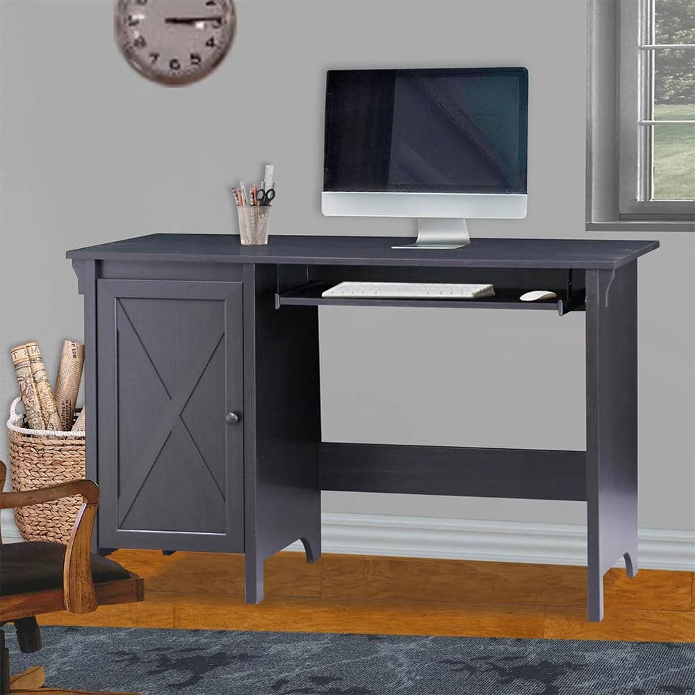 Hawksbury 47.29 in. Rectangular Espresso Wood 2-Drawer Writing Desk by SAINT BIRCH 8 Hawksbury 47.29 in. Rectangular Espresso Wood 2-Drawer Writing Desk by SAINT BIRCH - Image 8