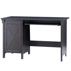 Hawksbury 47.29 in. Rectangular Espresso Wood 2-Drawer Writing Desk by SAINT BIRCH