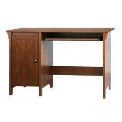 Hawksbury 47.3 in. Rectangular Espresso Wood 2-Drawer Writing Desk by SAINT BIRCH