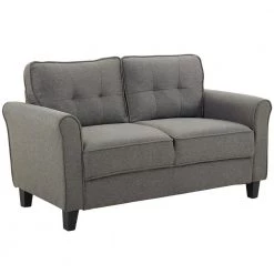 Hazel Heather Gray 2-Seater Loveseat with Upholstered Fabric Rolled Arms by Lifestyle Solutions -Basicwise Online Shop gray lifestyle solutions loveseats hmtks2gu3073 31 1000