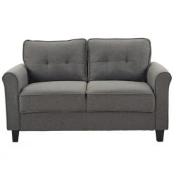 Hazel Heather Gray 2-Seater Loveseat with Upholstered Fabric Rolled Arms by Lifestyle Solutions