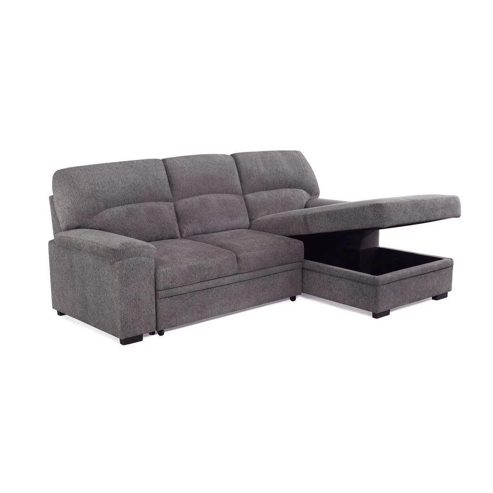 Taiz 1-Piece Ash Gray Channel Tufted Curve-Shaped Left Facing Sectional Fabric Sofa with Wood Legs by Lifestyle Solutions 7 Taiz 1-Piece Ash Gray Channel Tufted Curve-Shaped Left Facing Sectional Fabric Sofa with Wood Legs by Lifestyle Solutions - Image 7