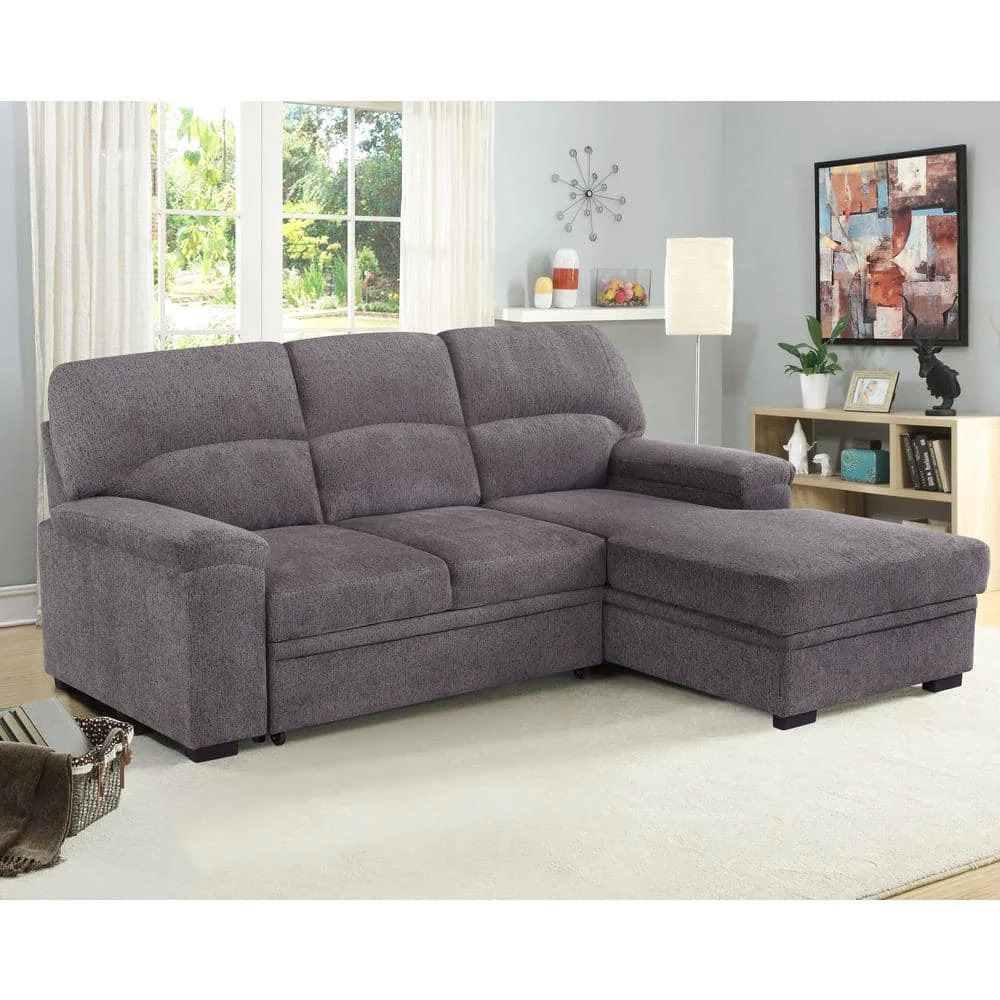 Taiz 1-Piece Ash Gray Channel Tufted Curve-Shaped Left Facing Sectional Fabric Sofa with Wood Legs by Lifestyle Solutions 2 Taiz 1-Piece Ash Gray Channel Tufted Curve-Shaped Left Facing Sectional Fabric Sofa with Wood Legs by Lifestyle Solutions - Image 2
