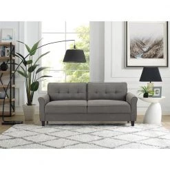 Hazel Sand Microfiber 3-Seater English Rolled Arm Sofa with Removable Cushions by Lifestyle Solutions -Basicwise Online Shop gray lifestyle solutions sofas couches hmtks3gu3073 31 1000