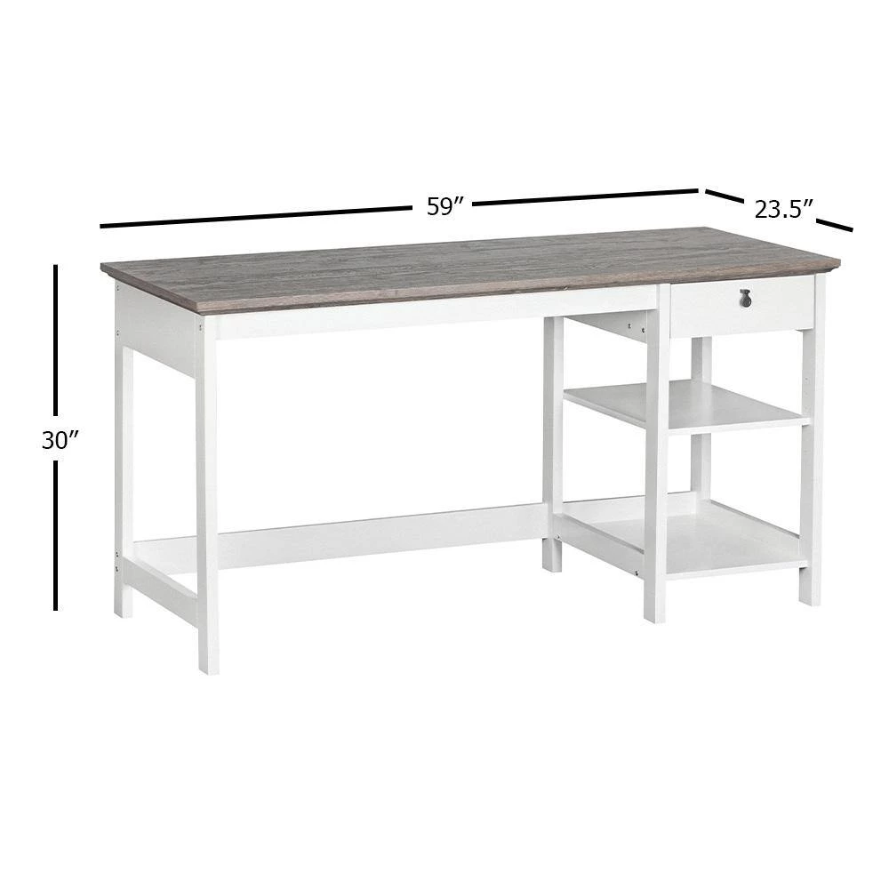 Finley 59 in. Gray Oak Writing Desk by SAINT BIRCH 4 Finley 59 in. Gray Oak Writing Desk by SAINT BIRCH - Image 4