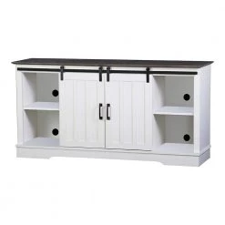 Finley 56 in. Gray Oak+White 2-Door TV Stand Fits TV's up to 60 in. by SAINT BIRCH