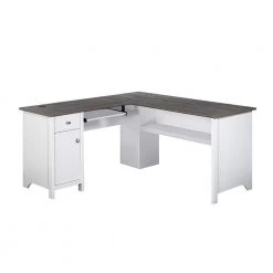 Olivia 59 in. Gray Oak and White Wood 1-Drawer Writing Desk by SAINT BIRCH