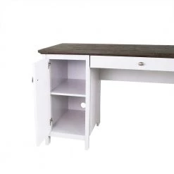 Olivia 59.5 in. Gray Oak and White Wood 4-Drawer Writing Desk by SAINT BIRCH -Basicwise Online Shop gray oak white saint birch writing desks sbov1125wdwg 1f 1000