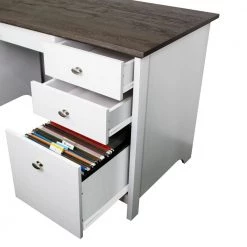 Olivia 59.5 in. Gray Oak and White Wood 4-Drawer Writing Desk by SAINT BIRCH -Basicwise Online Shop gray oak white saint birch writing desks sbov1125wdwg 77 1000