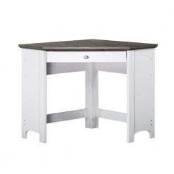 Olivia 31 in. Gray Oak and White Wood 1-Drawer Writing Desk by SAINT BIRCH