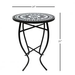 Lori 14 in. Gray 21 in. Round Tile End Table by SAINT BIRCH -Basicwise Online Shop gray saint birch end side tables sbshomt010 44 1000