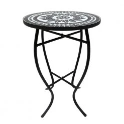 Lori 14 in. Gray 21 in. Round Tile End Table by SAINT BIRCH