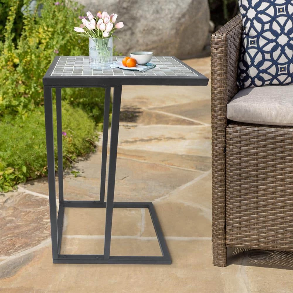 Lori 13 in. Gray 20 in. Square Tile End Table by SAINT BIRCH 9 Lori 13 in. Gray 20 in. Square Tile End Table by SAINT BIRCH - Image 9