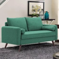 Callie 32.3 in. Green Polyester 2-Seater Loveseat with Removable Cushions by Lifestyle Solutions -Basicwise Online Shop green lifestyle solutions loveseats callie loveseat sea foam 31 1000
