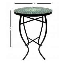 Lori 14 in. Green 21 in. Round Tile End Table by SAINT BIRCH 16 Lori 14 in. Green 21 in. Round Tile End Table by SAINT BIRCH -Basicwise Online Shop green saint birch end side tables sbshomt008 76 1000