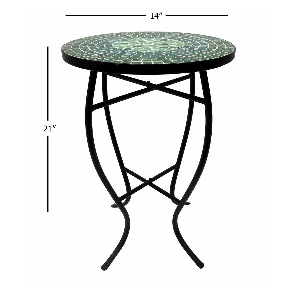 Lori 14 in. Green 21 in. Round Tile End Table by SAINT BIRCH 8 Lori 14 in. Green 21 in. Round Tile End Table by SAINT BIRCH - Image 8