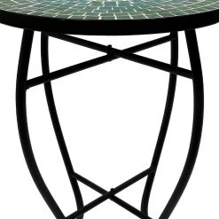 Lori 14 in. Green 21 in. Round Tile End Table by SAINT BIRCH 15 Lori 14 in. Green 21 in. Round Tile End Table by SAINT BIRCH -Basicwise Online Shop green saint birch end side tables sbshomt008 fa 1000