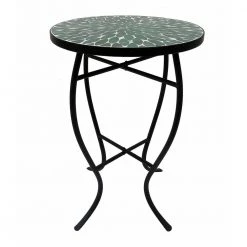Lori 14 in. Green 21 in. Round Tile End Table by SAINT BIRCH
