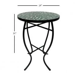 Lori 14 in. Green 21 in. Round Tile End Table by SAINT BIRCH -Basicwise Online Shop green saint birch end side tables sbshomt013 76 1000