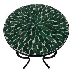 Lori 14 in. Green 21 in. Round Tile End Table by SAINT BIRCH -Basicwise Online Shop green saint birch end side tables sbshomt013 fa 1000