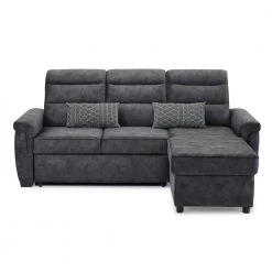 Serta 2-Piece Dark Grey Miles Multifunctional L-Shaped Sectional Sofa with Wood Legs by Lifestyle Solutions -Basicwise Online Shop grey lifestyle solutions sectional sofas ftm sect dg set 40 1000