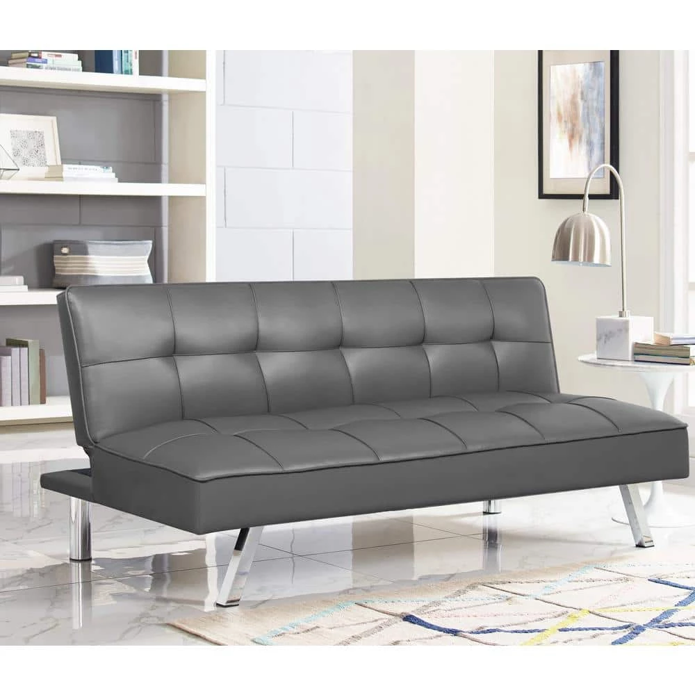 Cat Multi-Functional Sofa Lounger Sleeper by Serta Dream Convertibles in Dark Gray Faux Leather by Lifestyle Solutions 4 Cat Multi-Functional Sofa Lounger Sleeper by Serta Dream Convertibles in Dark Gray Faux Leather by Lifestyle Solutions - Image 4