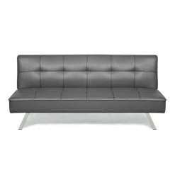 Cat Multi-Functional Sofa Lounger Sleeper by Serta Dream Convertibles in Dark Gray Faux Leather by Lifestyle Solutions