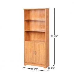 Manchester 72.25 in. Honey Maple 3-Shelf Standard Bookcase by SAINT BIRCH -Basicwise Online Shop honey maple saint birch bookcases bookshelves sbsf37686bkhm 1f 1000