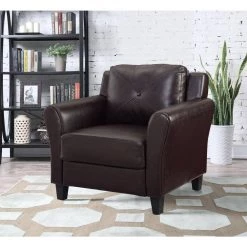 Romeo in Java Faux Leather Chair by Lifestyle Solutions -Basicwise Online Shop java lifestyle solutions accent chairs lshrfs1cp3003r c3 1000