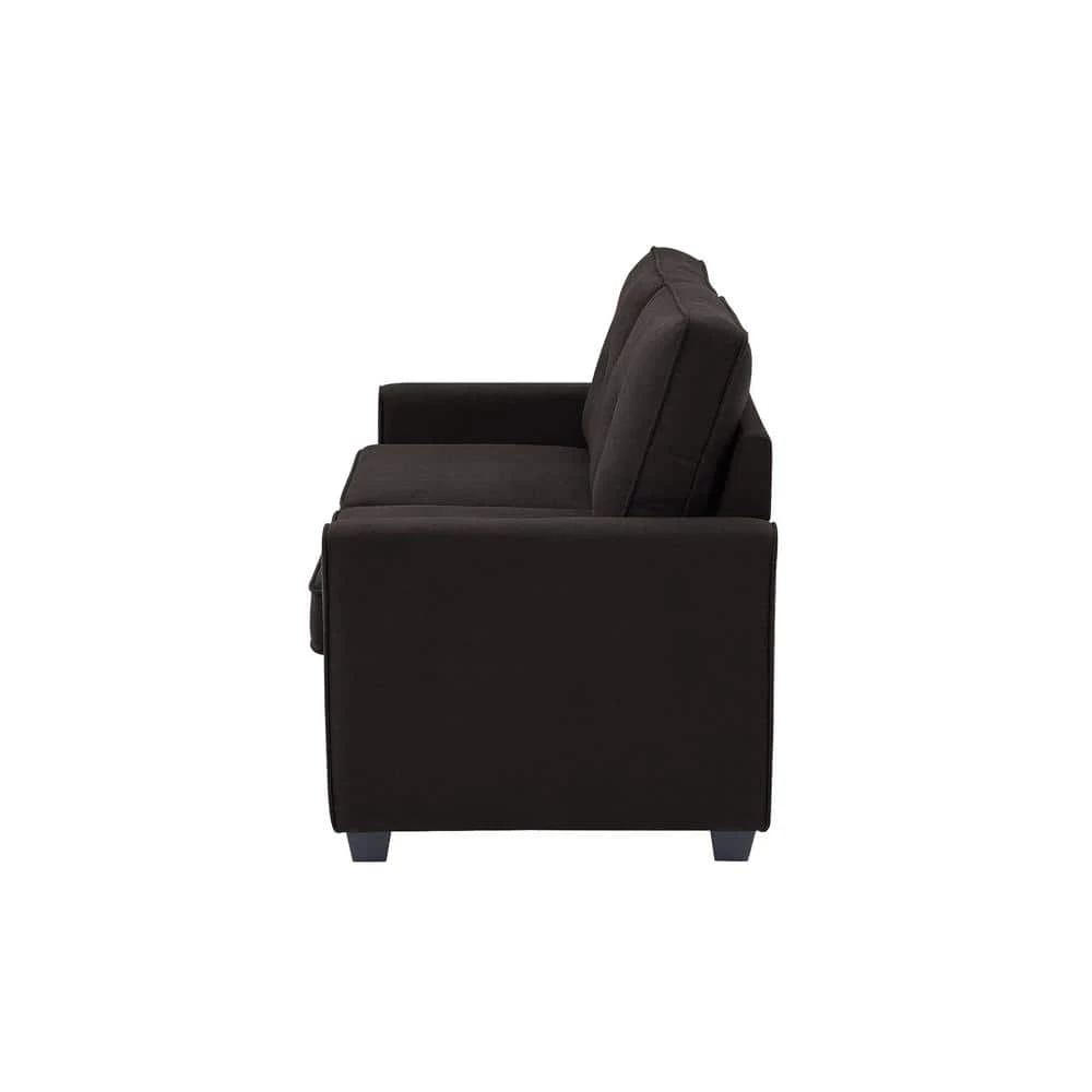 Agusta 30 in. Java Linen 2-Seater Twin Sleeper Convertible Sofa Bed with Slope Arms by Lifestyle Solutions 2 Agusta 30 in. Java Linen 2-Seater Twin Sleeper Convertible Sofa Bed with Slope Arms by Lifestyle Solutions - Image 2