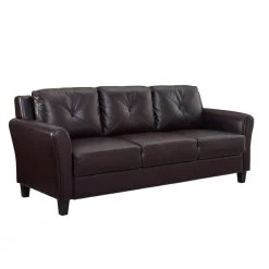 Romeo 31.5 in. Java Faux Leather Microfiber 3-Seater English Rolled Arm Sofa with Removable Cushions by Lifestyle Solutions -Basicwise Online Shop java lifestyle solutions sofas couches lshrfs3cp3003r c3 1000