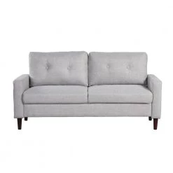 Leon Sofa Collection 33.1 in. Straight Arm Polyester Modern Straight Sofa in Light Gray by Lifestyle Solutions