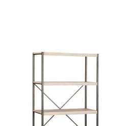 Langer 66 in. Light Oak/Bronze 4-Shelf Standard Bookcase by SAINT BIRCH -Basicwise Online Shop light oak bronze saint birch bookcases bookshelves sbsf3006bklo 4f 1000