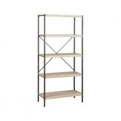 Langer 66 in. Light Oak/Bronze 4-Shelf Standard Bookcase by SAINT BIRCH