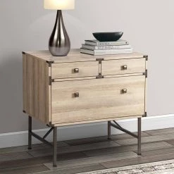 Langer 30.6 in. Light Oak 3-Drawer Lateral File Cabinet by SAINT BIRCH -Basicwise Online Shop light oak saint birch file cabinets sbsf4006lflo 31 1000