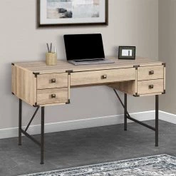 Langer 47.3 in. Light Oak Writing Desk by SAINT BIRCH -Basicwise Online Shop light oak saint birch writing desks sbsf1206wdlo 31 1000