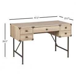 Langer 47.3 in. Light Oak Writing Desk by SAINT BIRCH -Basicwise Online Shop light oak saint birch writing desks sbsf1206wdlo c3 1000