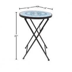 Lori 14 in. Multi-Colored 22 in. Round Tile End Table by SAINT BIRCH -Basicwise Online Shop multi colored saint birch end side tables sbshomt002 40 1000