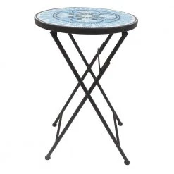 Lori 14 in. Multi-Colored 22 in. Round Tile End Table by SAINT BIRCH
