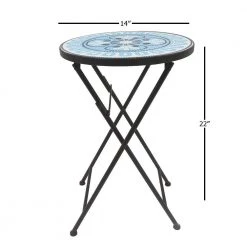 Lori 14 in. Multi-Colored 22 in. Round Tile End Table by SAINT BIRCH -Basicwise Online Shop multi colored saint birch end side tables sbshomt002 fa 1000