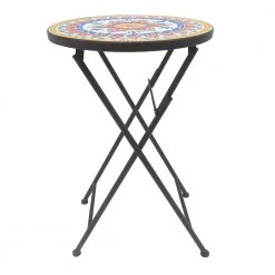 Lori 14 in. Multi-Colored 22 in. Round Tile End Table by SAINT BIRCH