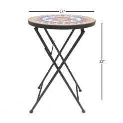 Lori 14 in. Multi-Colored 22 in. Round Tile End Table by SAINT BIRCH -Basicwise Online Shop multi colored saint birch end side tables sbshomt003 fa 1000